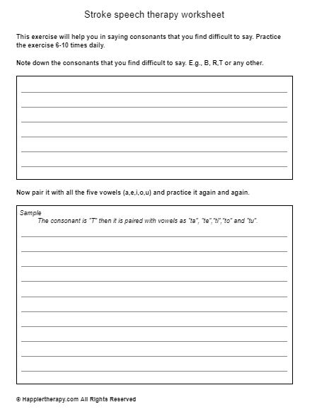 Stroke Speech Therapy Worksheet | HappierTHERAPY
