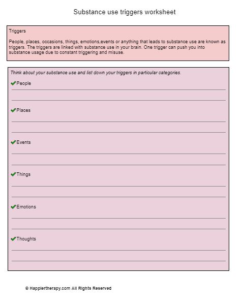 Substance Use Triggers Worksheet | HappierTHERAPY