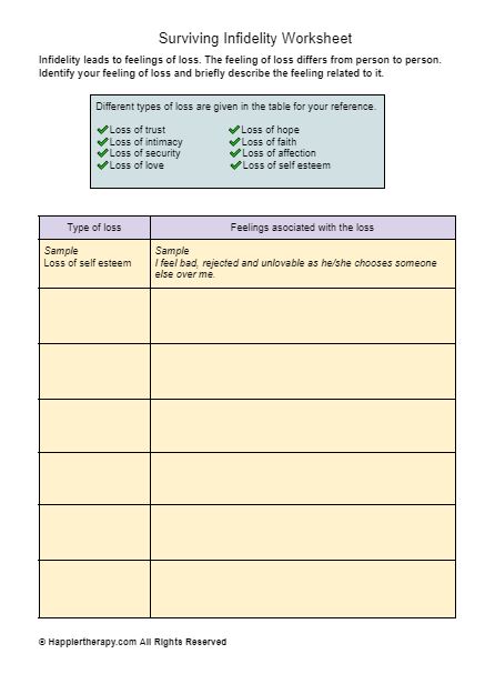 Surviving Infidelity Worksheet | HappierTHERAPY