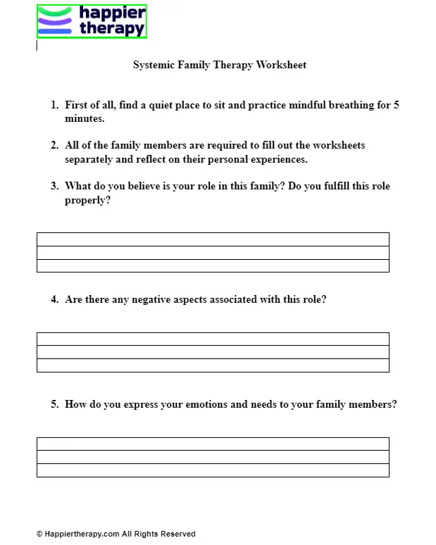 Systemic Family Therapy Worksheet | HappierTHERAPY