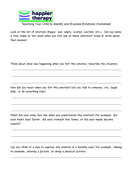 Teaching Your Child To Identify And Express Emotions Worksheet ...