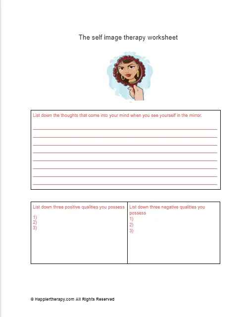 The Self Image Therapy Worksheet Happiertherapy