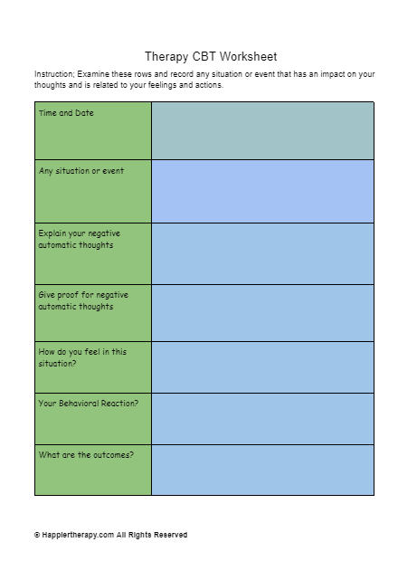 Therapy CBT Worksheet | HappierTHERAPY