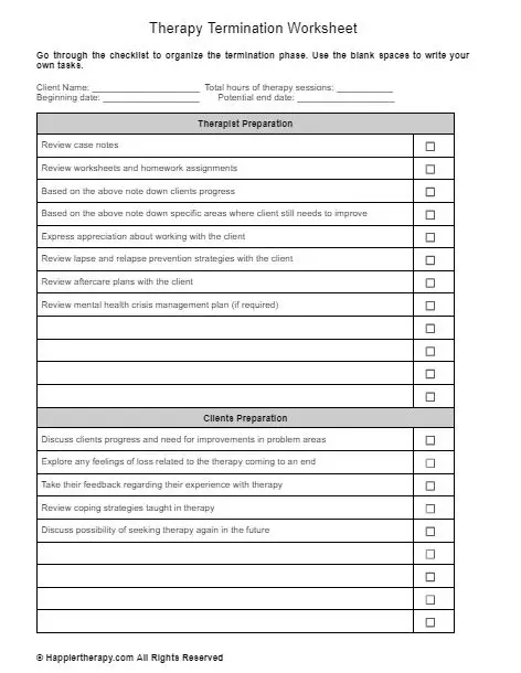 Therapy Termination Worksheet | HappierTHERAPY