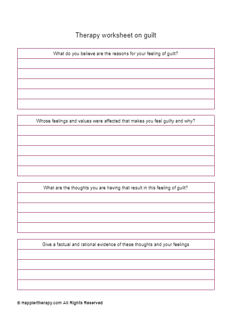 Therapy Worksheet On Guilt | HappierTHERAPY