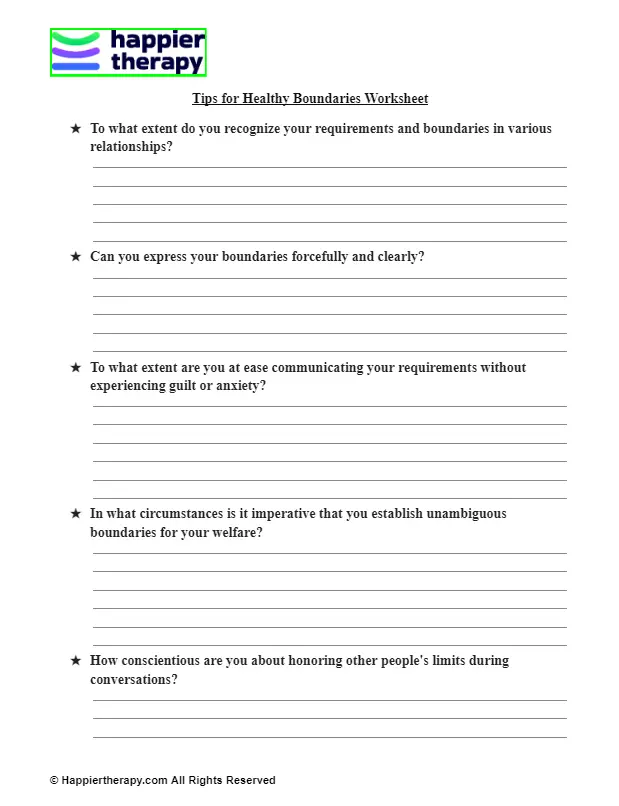 Tips For Healthy Boundaries Worksheet | HappierTHERAPY