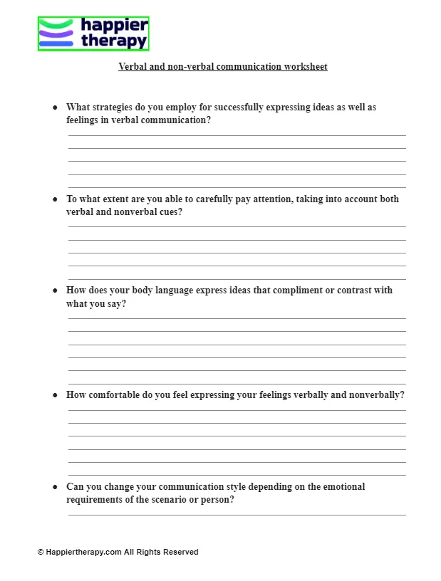 Verbal And Nonverbal Communication Worksheet HappierTHERAPY