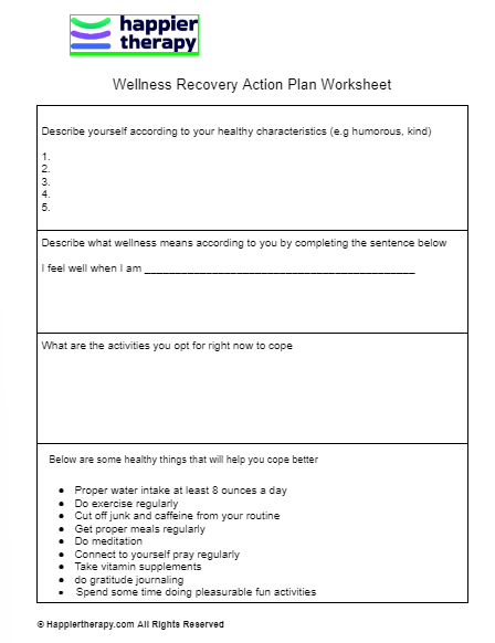 Wellness Recovery Action Plan Worksheet | HappierTHERAPY