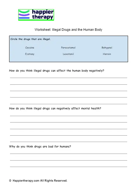 Worksheet: Illegal Drugs And The Human Body | HappierTHERAPY