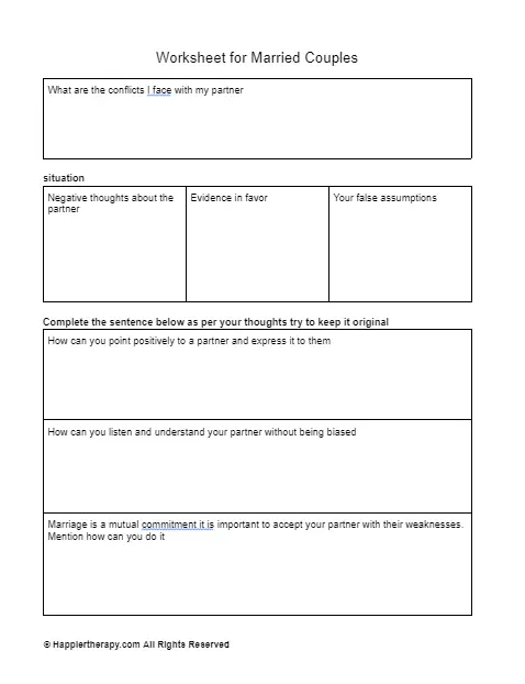 Worksheet For Married Couples HappierTHERAPY