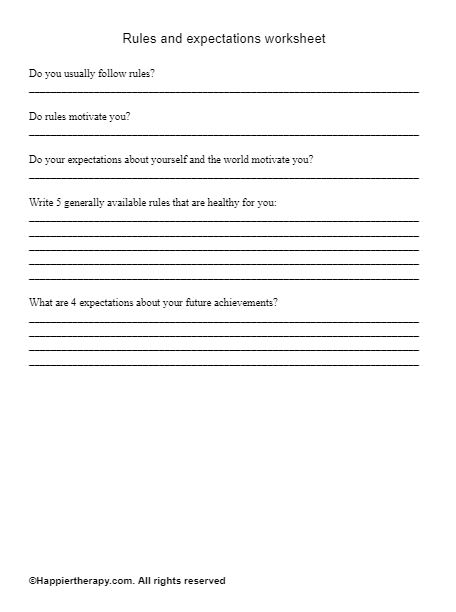 Rules And Expectations Worksheet | HappierTHERAPY